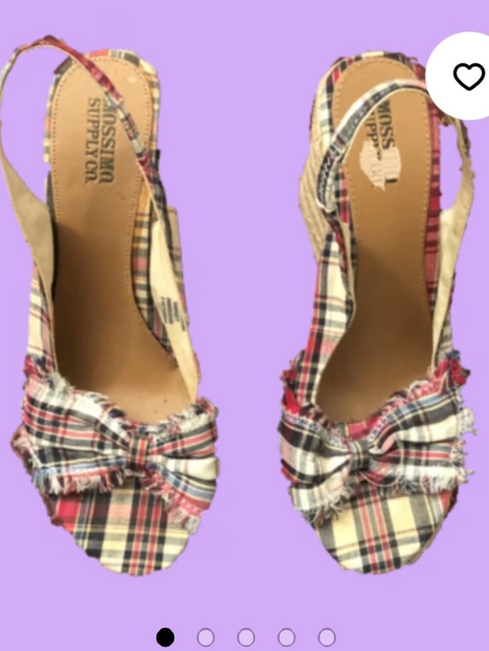 Mossimo Supply Co.  Plaid Daisy Dukes Slingback Peep-Toe Heels Sz 9 1/2
